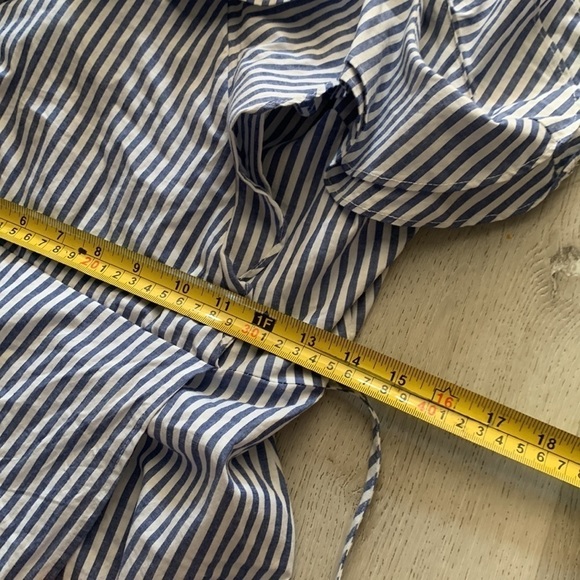 A New Day Blue & White Striped Faux Wrap Dress Medium - Picture 4 of 7